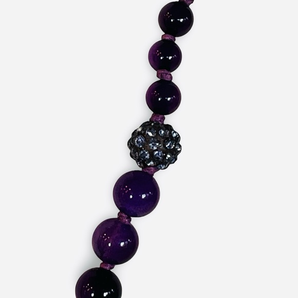 Deep Purple Crystal Beaded Necklace Adjustable Length - Picture 4 of 6